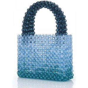 Women Acrylic Purse Mini Beaded Evening Handbags Handmade Gradient Transparent